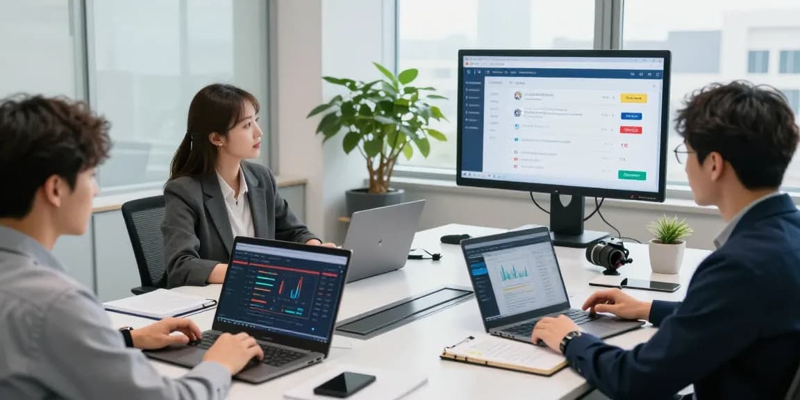 먹튀스팟 검증사이트 team discussing gambling site safety in a professional office.