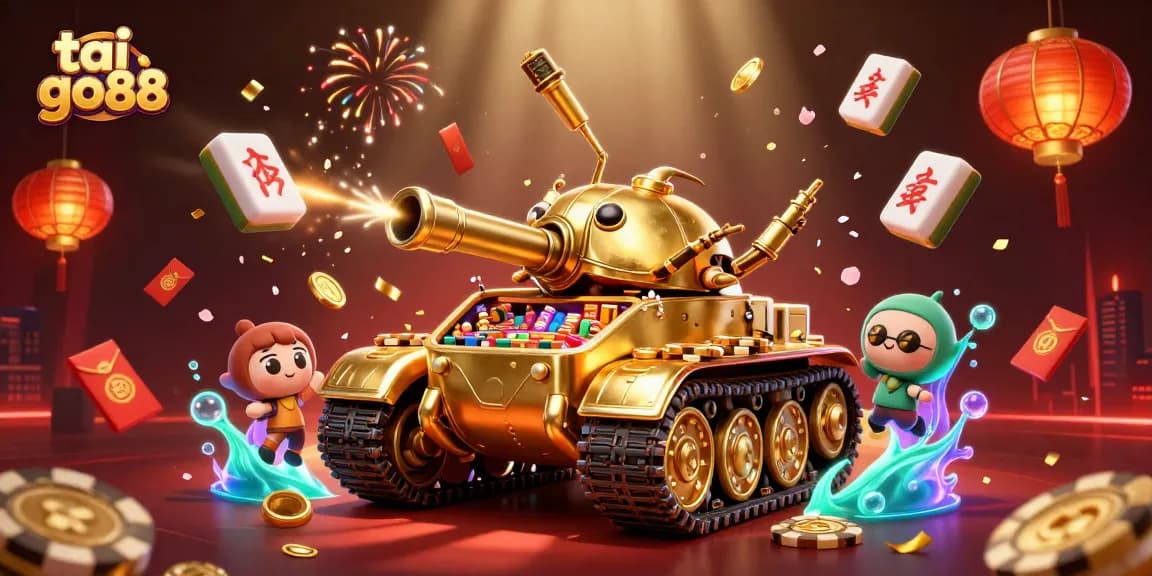 Engage with the thrilling tai go88 experience in a vibrant casino scene filled with confetti, golden symbols, and dynamic elements.