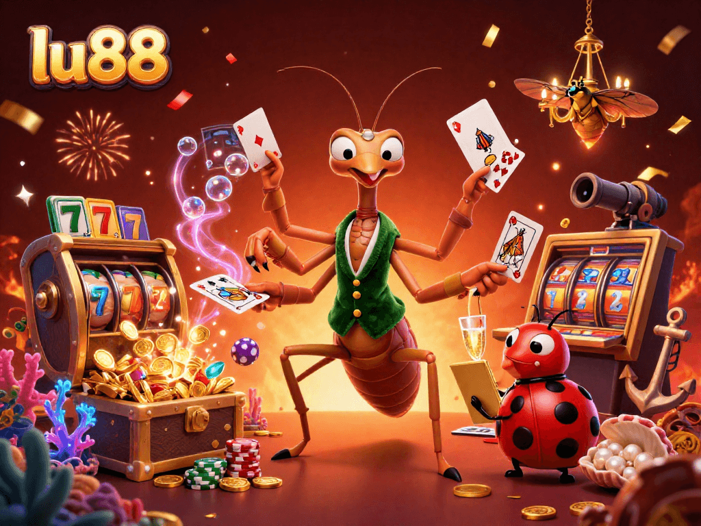 Experience the excitement of lu88 with our dynamic casino scene featuring vibrant characters and games.