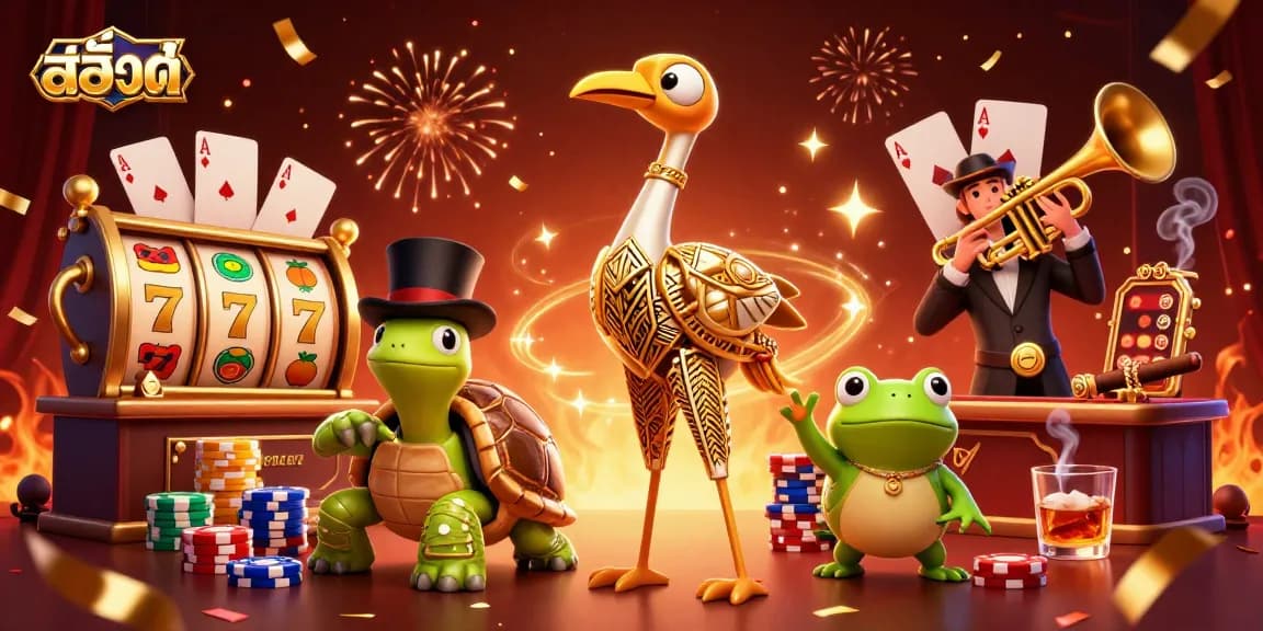 Spin the slots with สล็อต and enjoy a festive casino scene with colorful characters and rich details