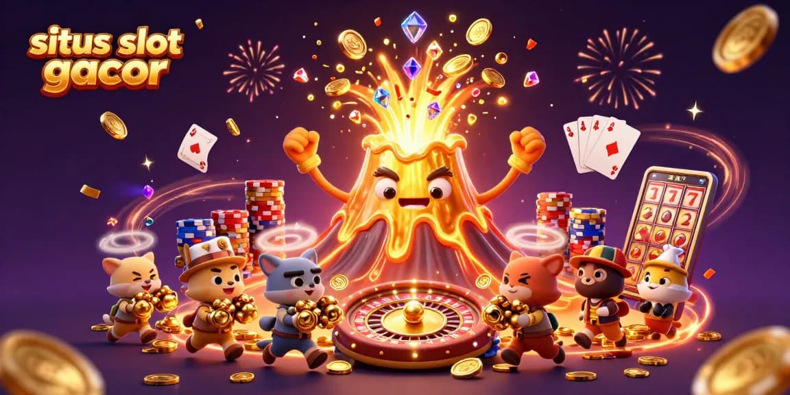 Experience the excitement of situs slot gacor with a vibrant 3D scene featuring treasures and thrilling gaming elements.