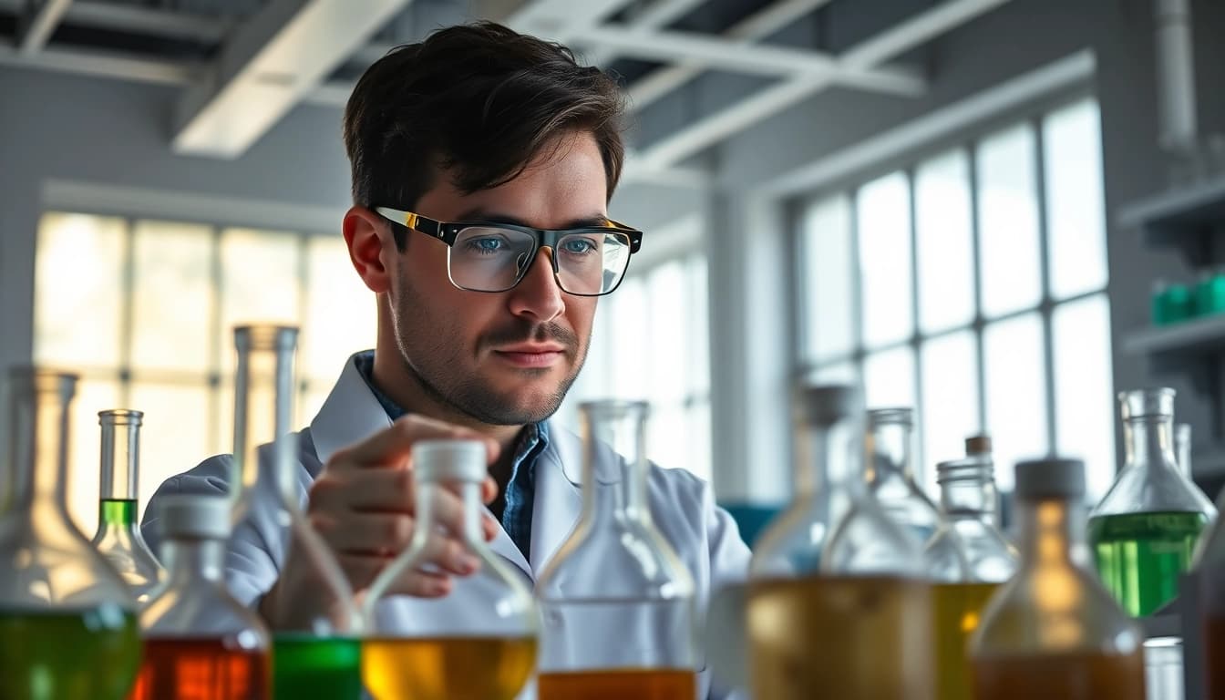Investigating research compounds in a professional laboratory environment.