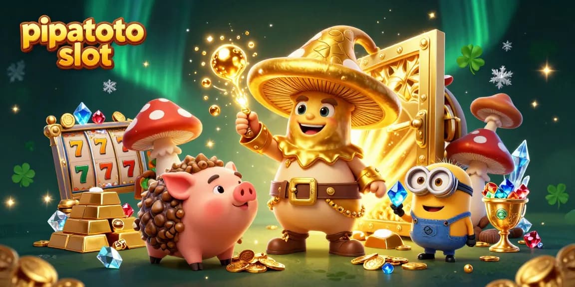 Engage in the magical world of pipatoto slot with golden treasures, wizardry, and vibrant gambling elements.