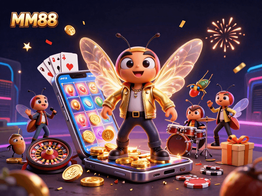 Experience the excitement of MM88 with a vibrant 3D casino scene bringing fun games to life.