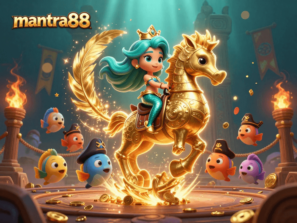 Experience thrilling gaming with mantra88 at a vibrant underwater casino party scene featuring a mermaid princess.