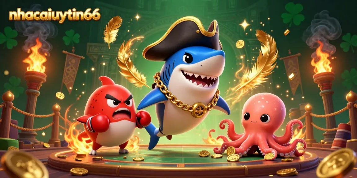 Experience thrilling wins at nhacaiuytin66 with a vibrant 3D casino adventure featuring playful sea creatures.