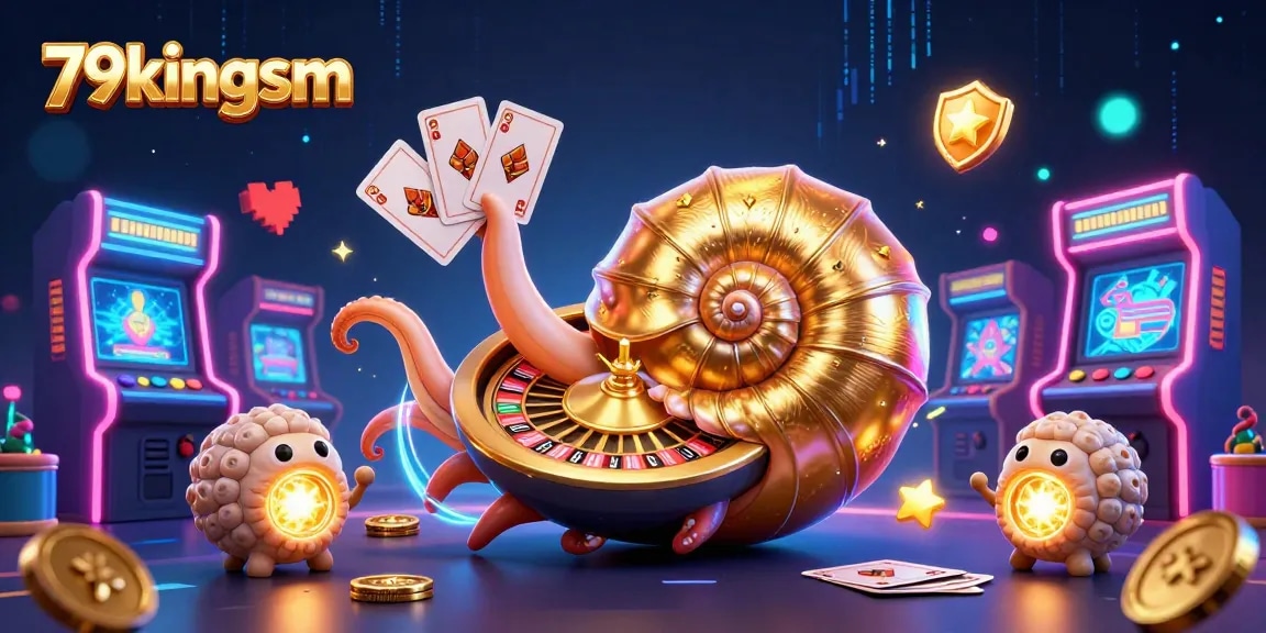 Experience exciting gaming at 79kingsm with a giant nautilus roulette wheel illustration.