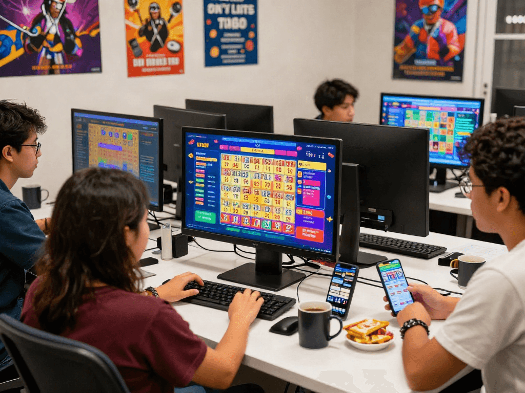 Engaged players enjoying situs togel online in a lively gaming environment.
