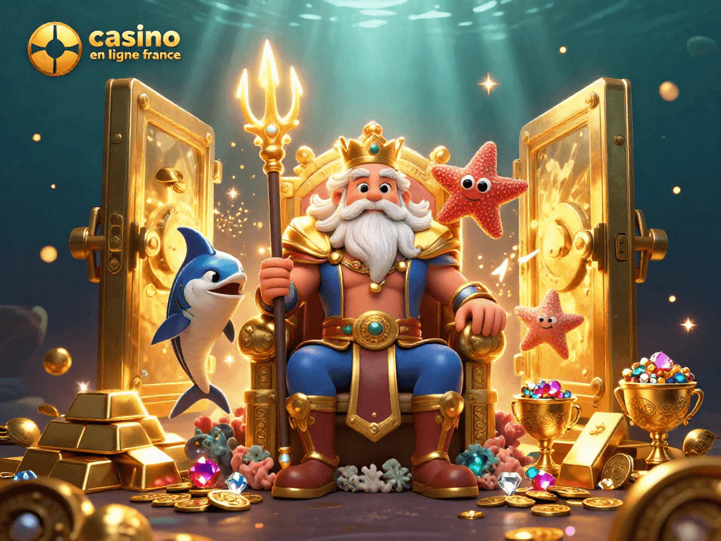 Plongez dans l'univers de casino en ligne france avec Neptune et des trésors étincelants entourés de richesses.