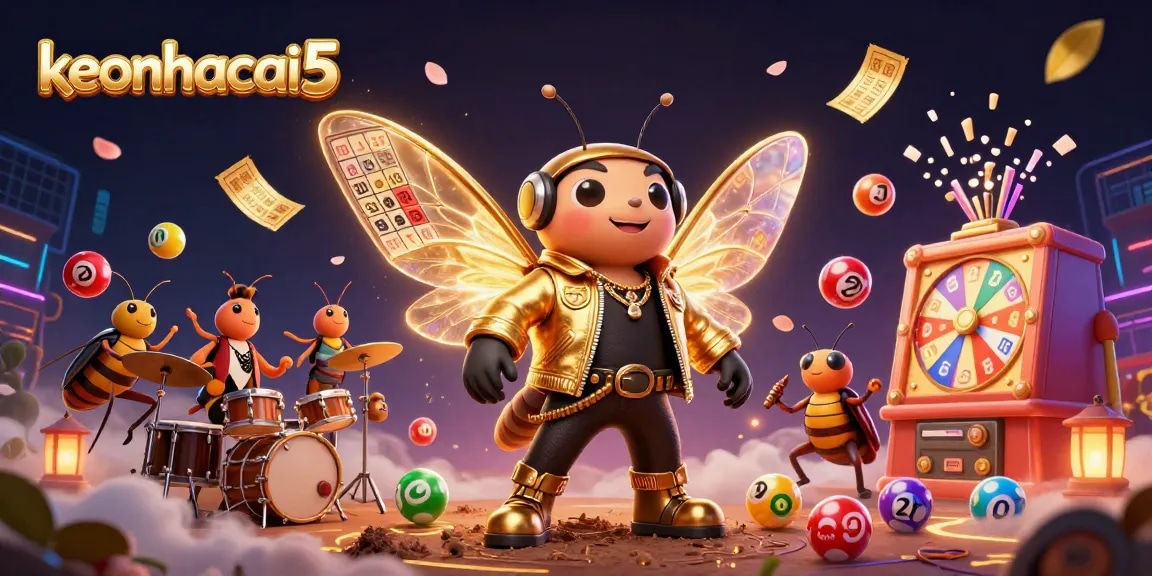 Engage with keonhacai5 as a rock star scene bursts with vibrant lottery elements.