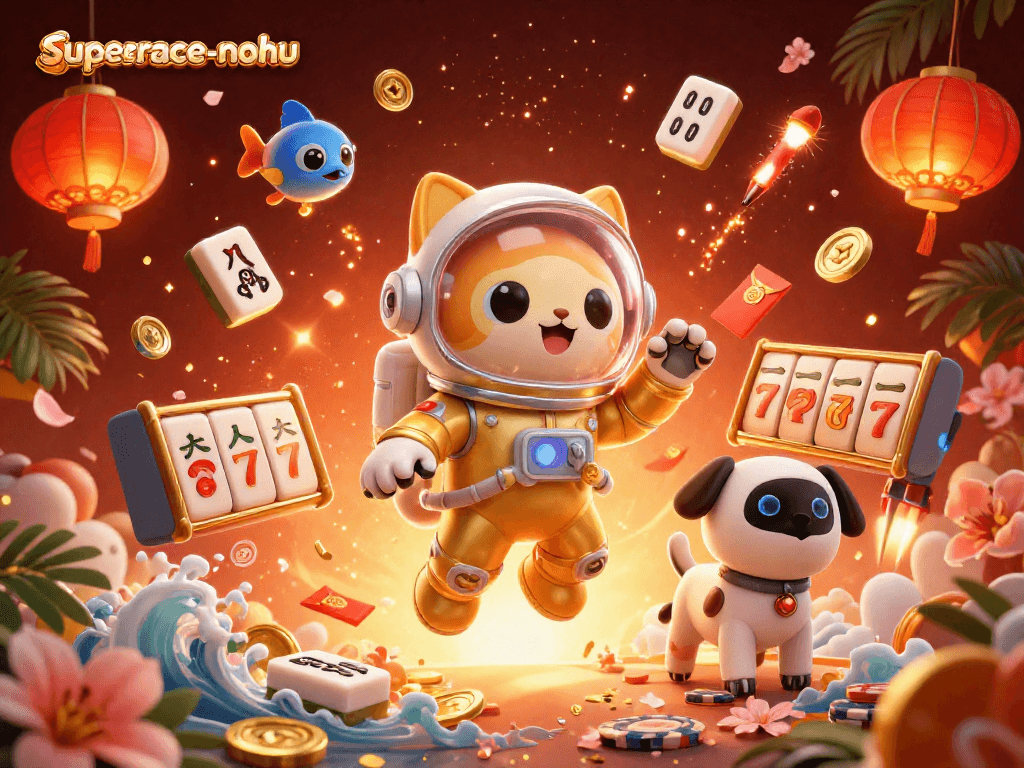 Experience thrilling wins and games with superace-nohu in this rich casino-themed digital art.