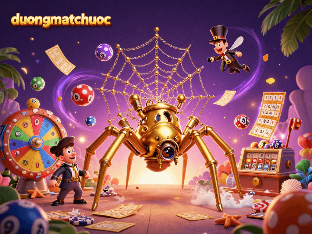 Engage with duongmatchuoc's thrilling online game as a steampunk spider captivates players with lottery action.