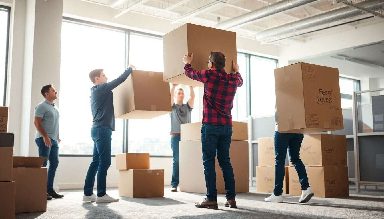 Capture of professional movers executing Commercial Moving Services NYC with teamwork.