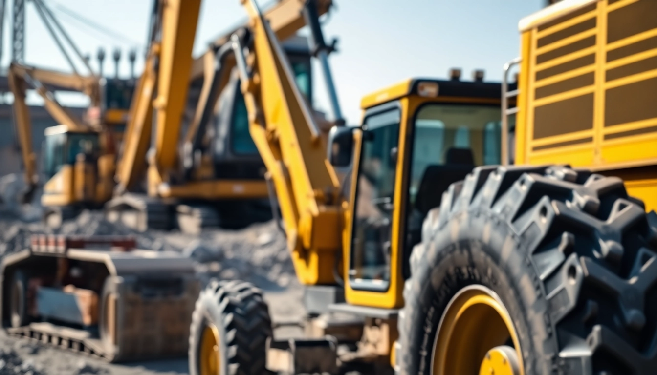 Gradall excavator lifting materials on a construction site with a strong focus on its unique design.