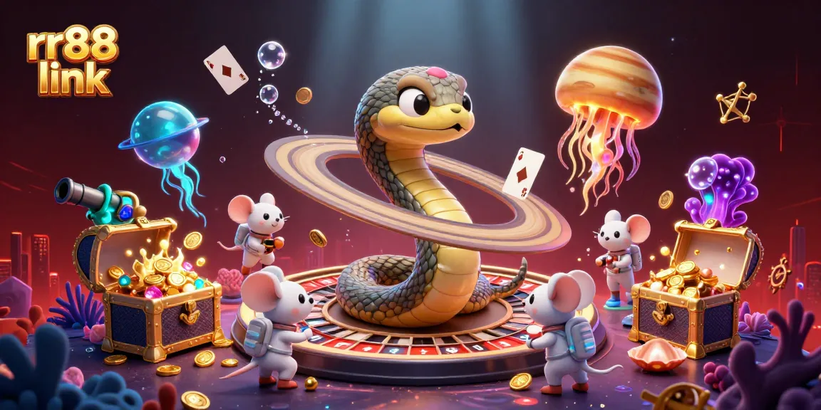Engage with the thrilling rr88 link visuals, featuring an astronaut mouse betting on Saturn's roulette rings.
