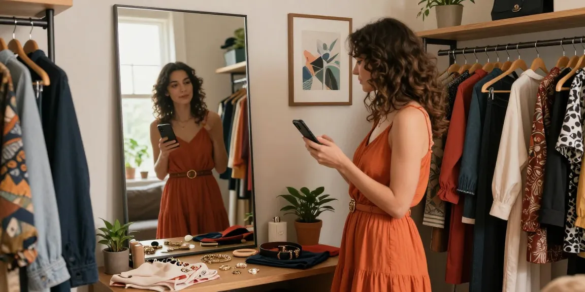 Consulenza d'immagine: donna esplora il suo armadio con stili unici.