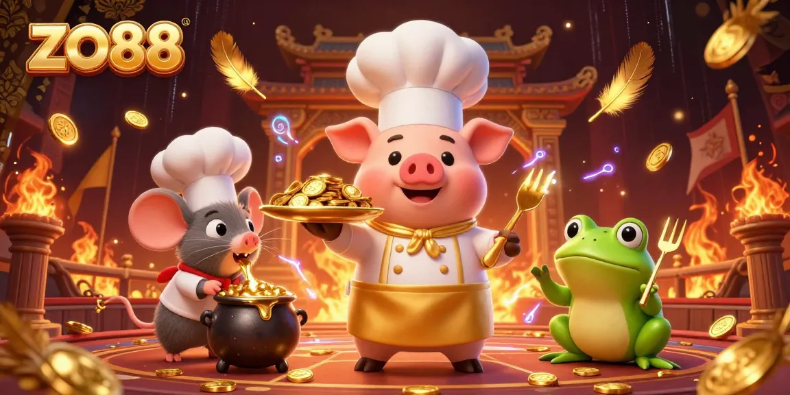Experience excitement at zo88 with a vibrant casino scene featuring animated characters and gold coins.
