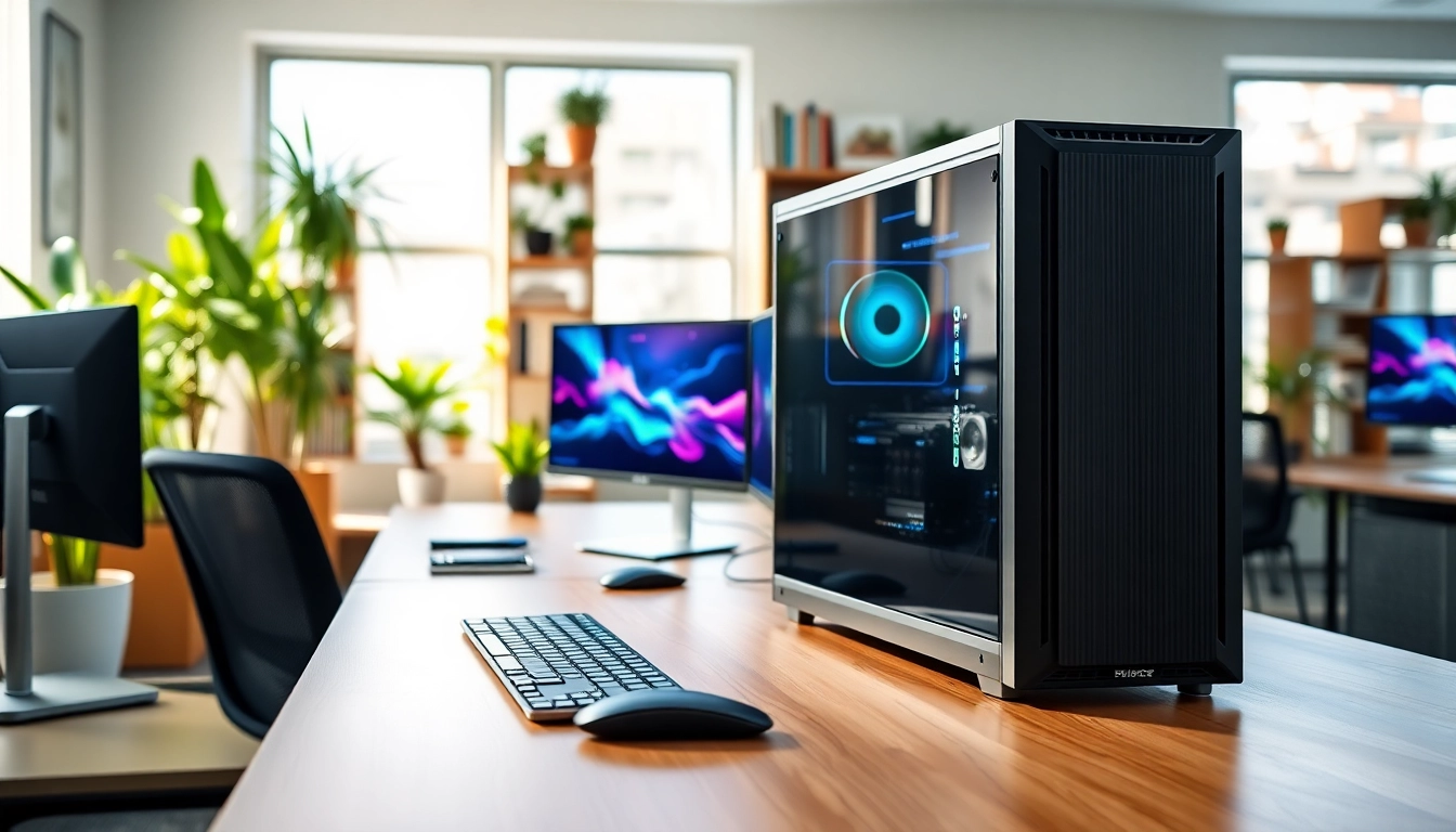 pcs σε εξαιρετική κατάσταση σε μοντέρνο γραφείο με φωτεινά χρώματα και ατμόσφαιρα.
