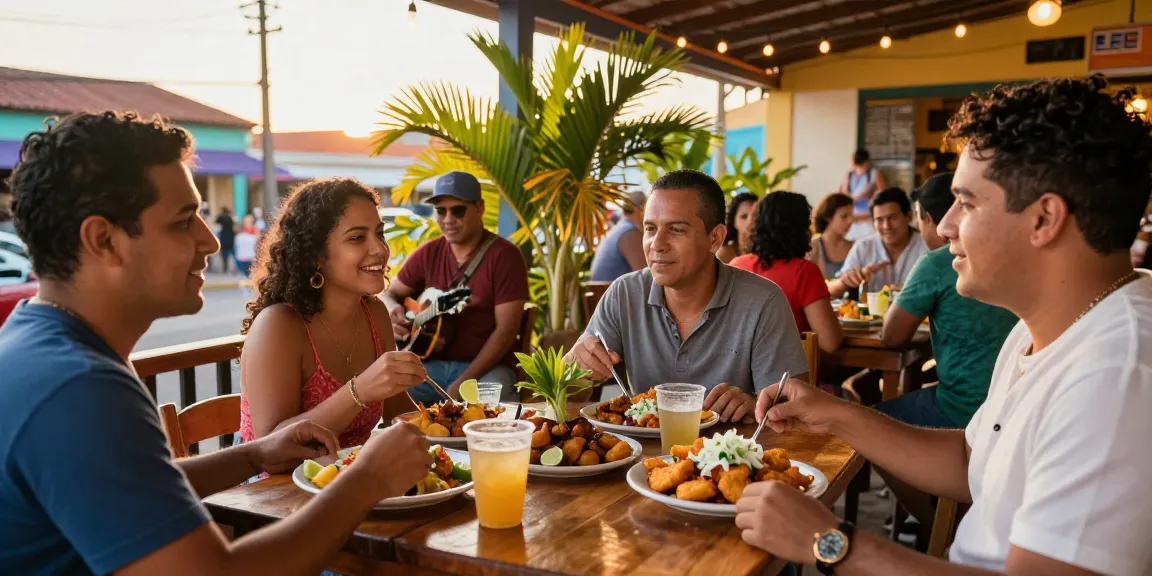 Enjoying the best vaca frita near me with friends in a vibrant outdoor setting.