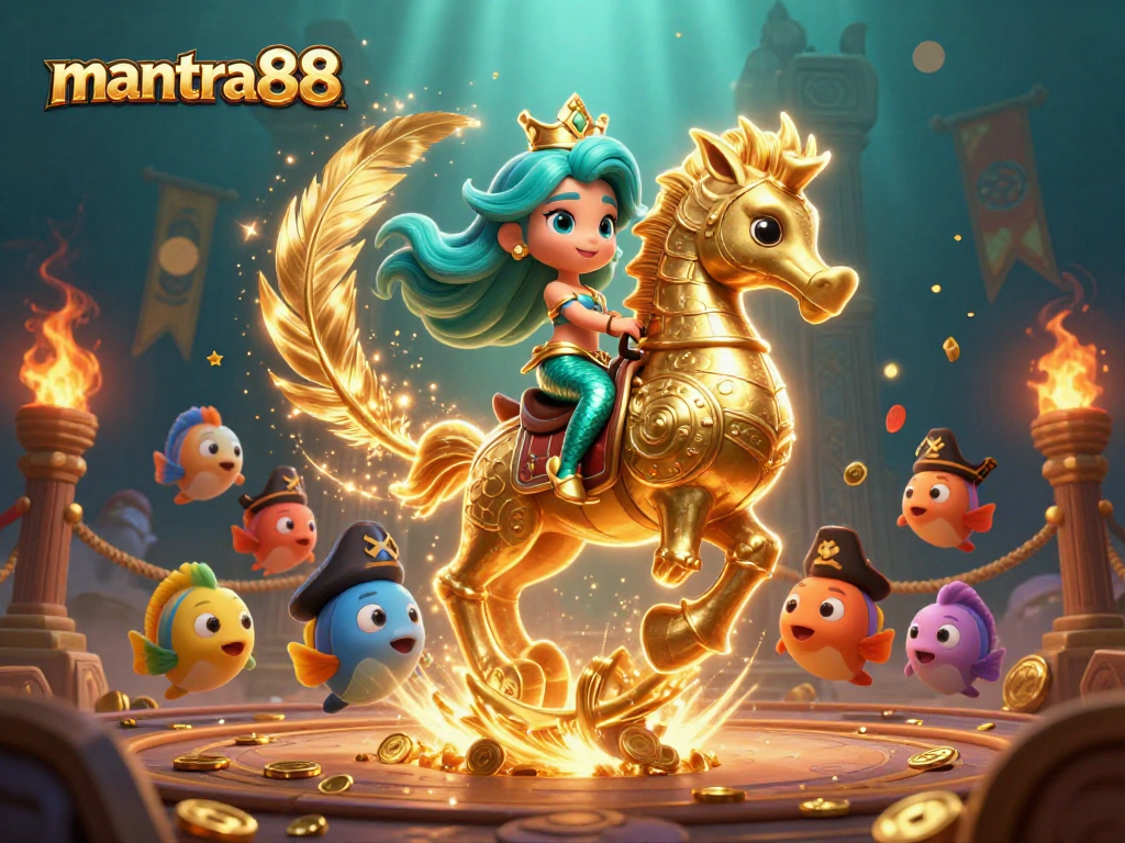 Experience thrilling gaming with mantra88 at a vibrant underwater casino party scene featuring a mermaid princess.