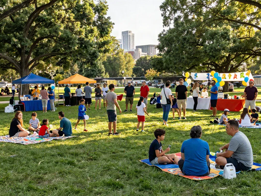 Residents enjoying community event after they moved here, showcasing vibrant neighborhood life.