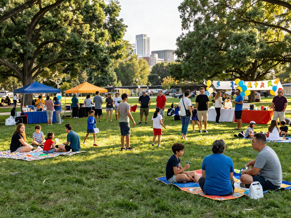 Residents enjoying community event after they moved here, showcasing vibrant neighborhood life.