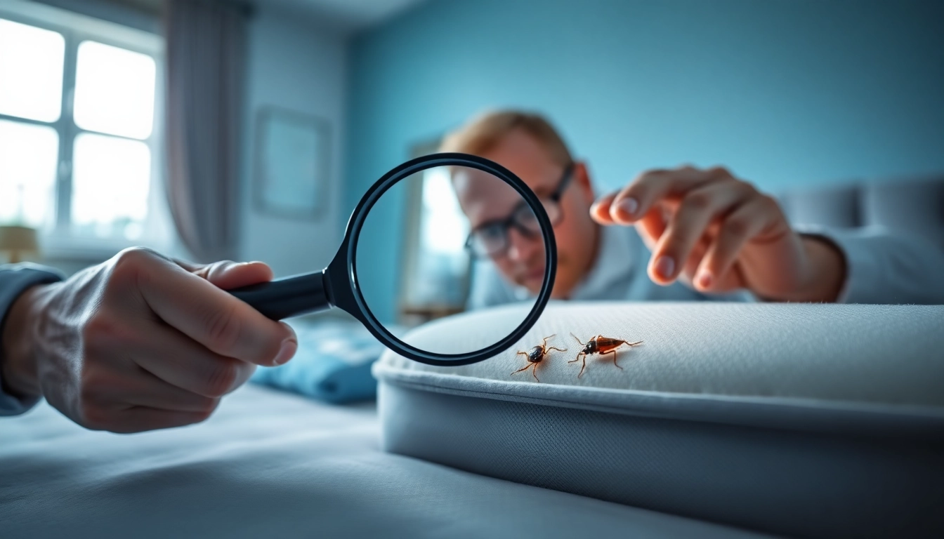 Bed bug pest control inspections revealing bed bugs on a mattress, showcasing professionalism.