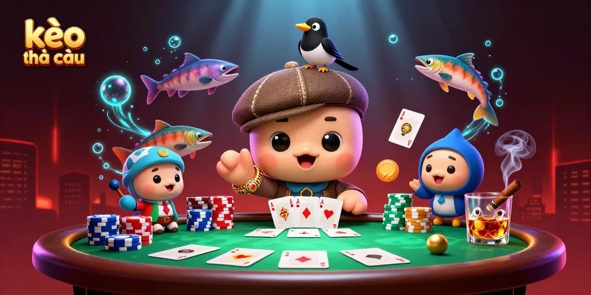 Bet on kèo nhà cái with 3D cartoon Nessie and her magpie friend at a vibrant casino