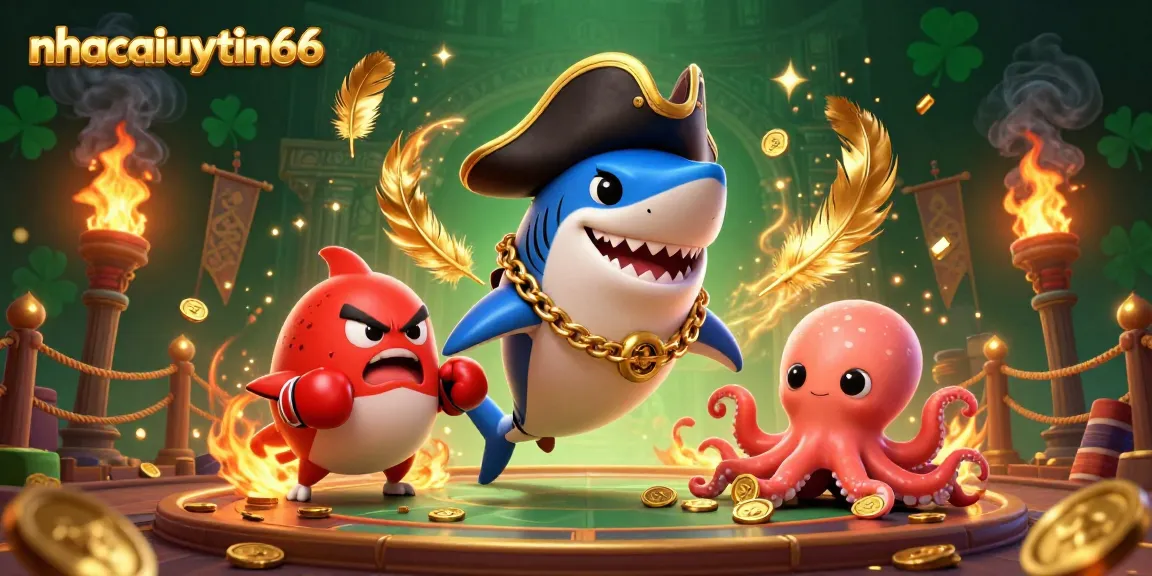 Experience thrilling wins at nhacaiuytin66 with a vibrant 3D casino adventure featuring playful sea creatures.