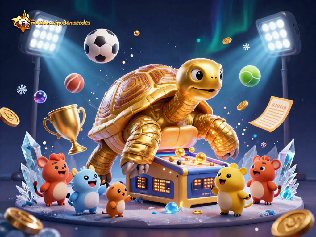 Engage with mcluckcasinobonuscodes through exciting casino games in a vibrant 3D illustration.