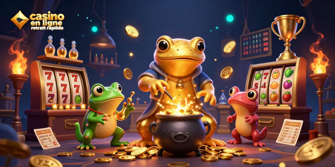 Un visuel captivant de casino en ligne retrait rapide avec des éléments de jeu dynamiques.