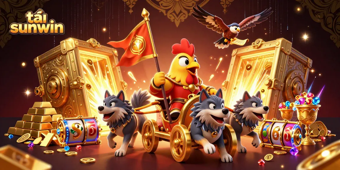 Engage in thrilling gameplay with tải sunwin, as a majestic rooster warlord leads a treasure-filled casino adventure.