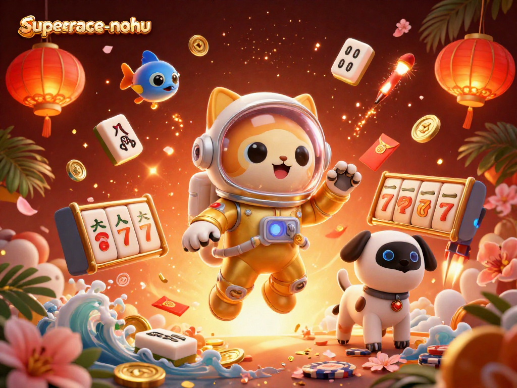Experience thrilling wins and games with superace-nohu in this rich casino-themed digital art.