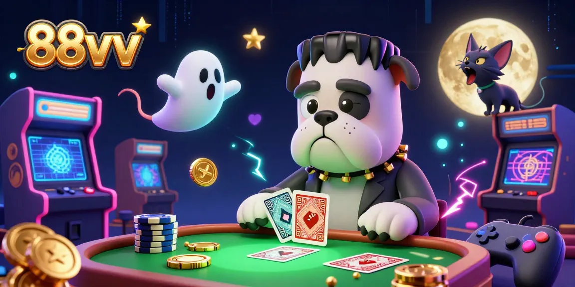 Join the action at 88vv with our thrilling casino scene featuring classic games and spooky characters.