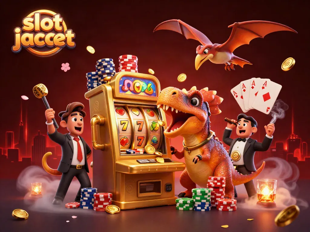 Experience thrilling moments at the slot jackpot with vibrant cartoon characters vying for golden coins and excitement.