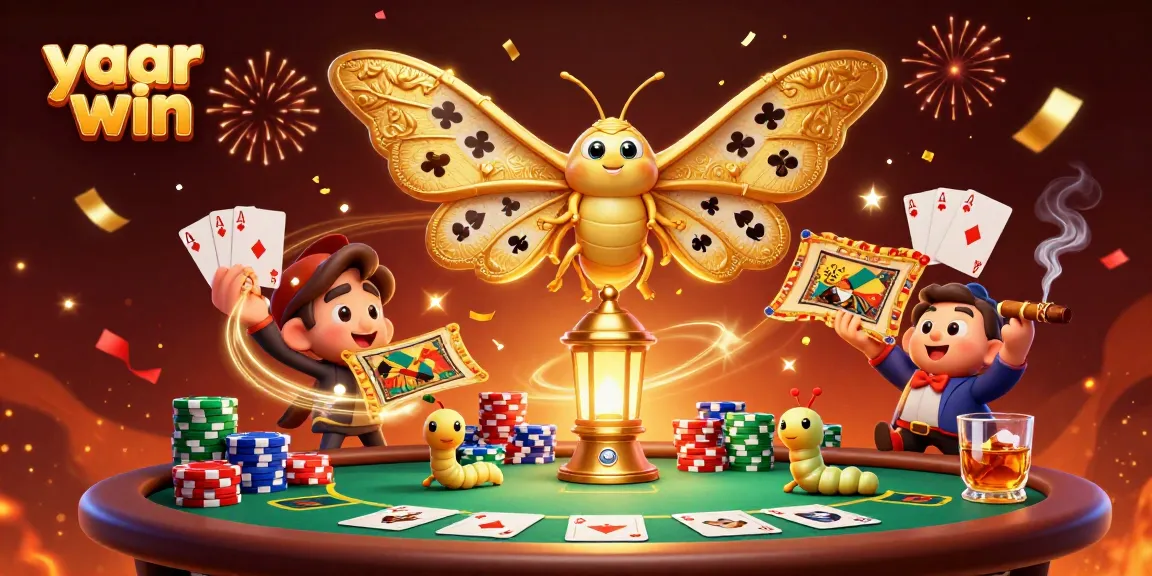 Experience thrilling gameplay with yaar win as the vibrant moth glides through a bustling casino scene.