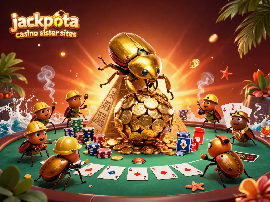 Experience exciting gameplay at jackpota casino sister sites with golden coins and poker elements.