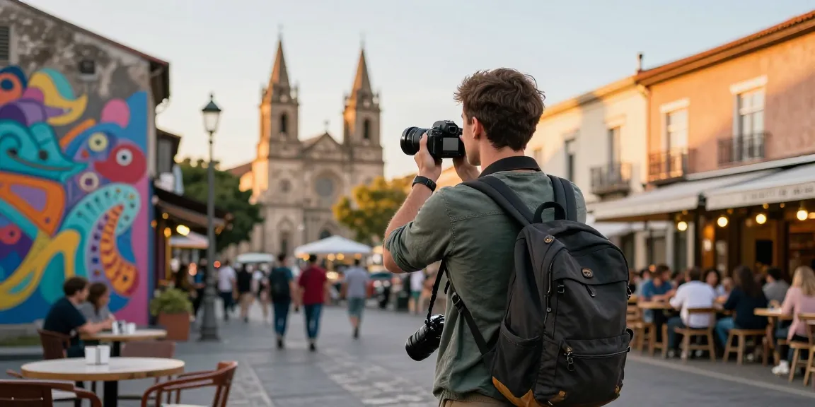 NAGA2000 traveler enjoying an urban adventure, capturing vibrant moments in a lively cityscape.