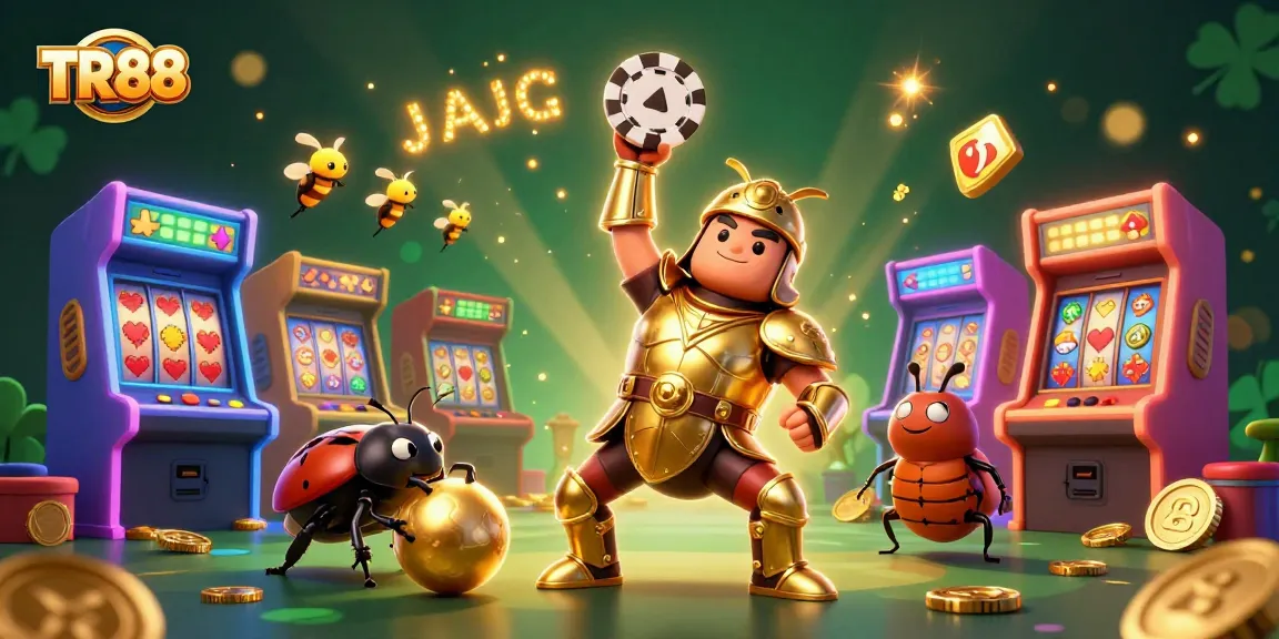 Experience the vibrant TR88 gaming world with a dynamic illustration capturing a victory pose.
