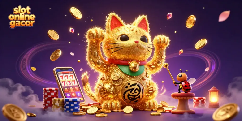 Catch winning chances with slot online gacor in this vibrant casino-inspired illustration!