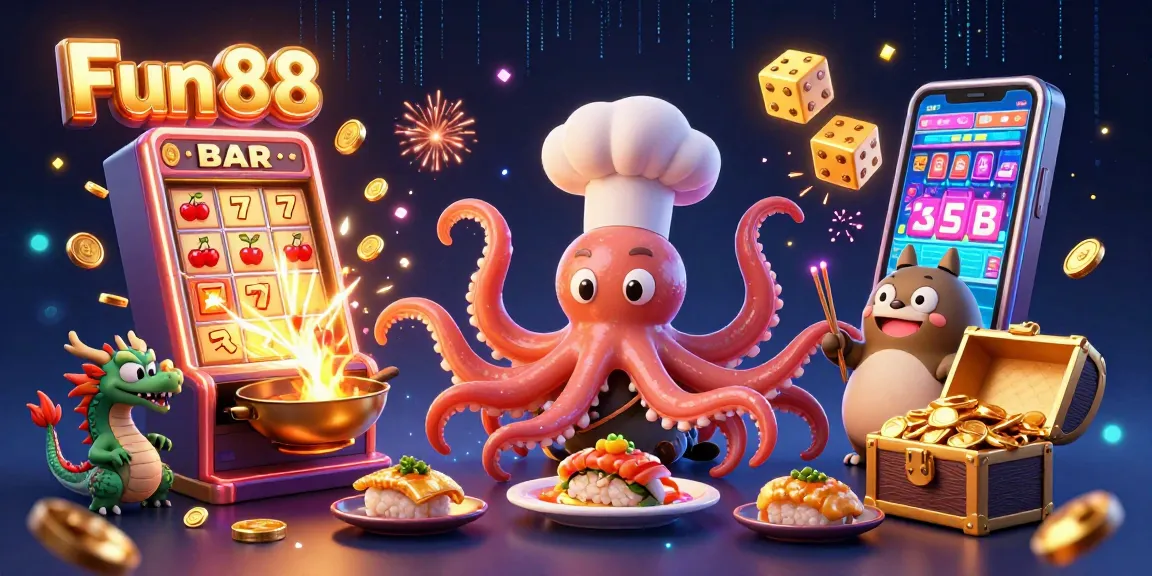 Experience winning excitement with Fun 88 at this vibrant 3D casino scene.