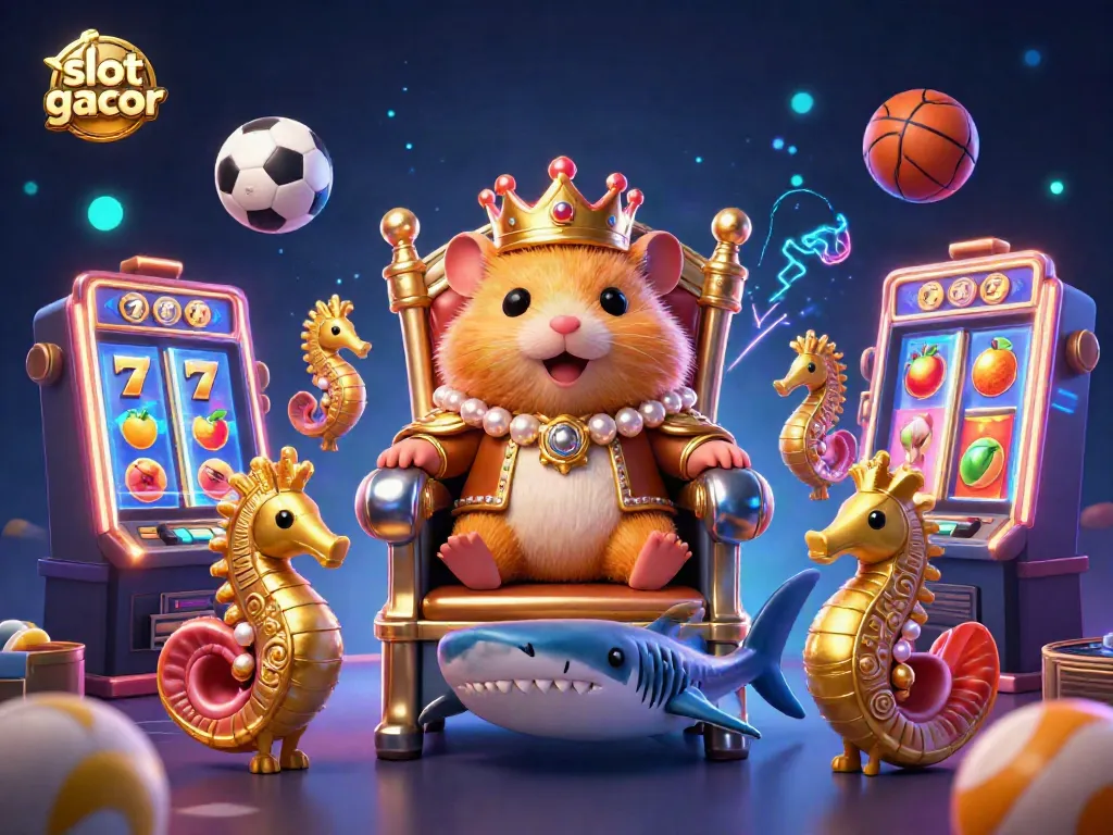 Experience slot gacor excitement with the golden hamster king and dynamic slot game elements.