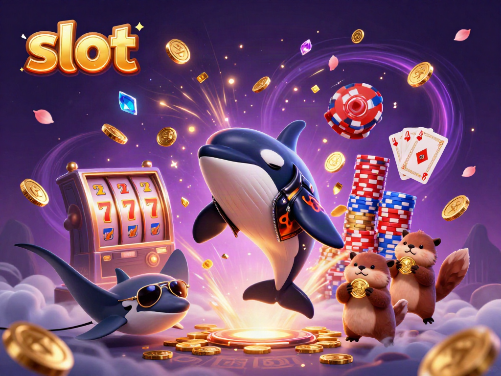 Slot yang mengasyikkan dengan orca, ikan pari, dan berang-berang mengumpulkan koin emas.