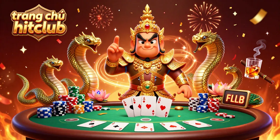 Engage with the vibrant world of trang chủ hitclub, featuring a vivid casino scene with Thai guardians and poker elements.