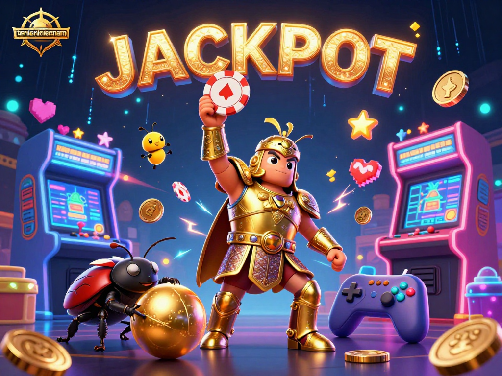 Experience high-stakes excitement with tienlenmiennam as cartoon characters celebrate in a dazzling casino scene.