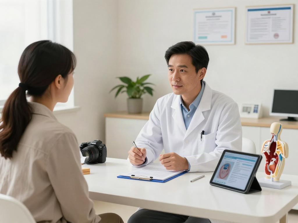 Consultation on thyroid treatment in a welcoming medical room.