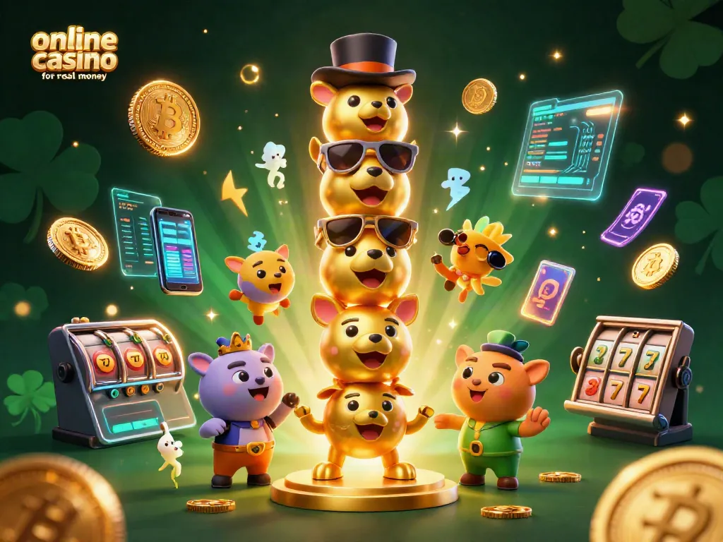 Play exciting games at the online casino for real money, featuring vibrant animated totem characters and dynamic elements.
