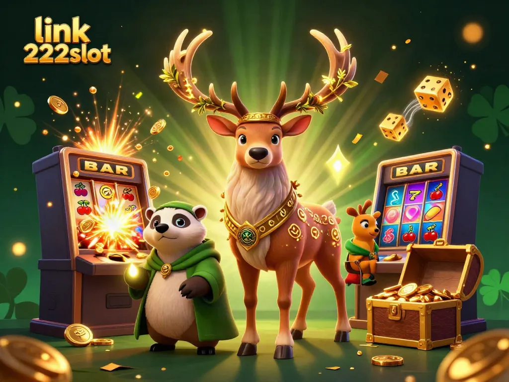Taruhan besar dengan link 222slot dan mesin slot megah yang eksplosif di area permainan penuh warna.
