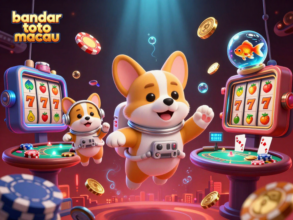 Engage in thrilling gameplay at bandar toto macau while floating with a corgi in an animated casino!