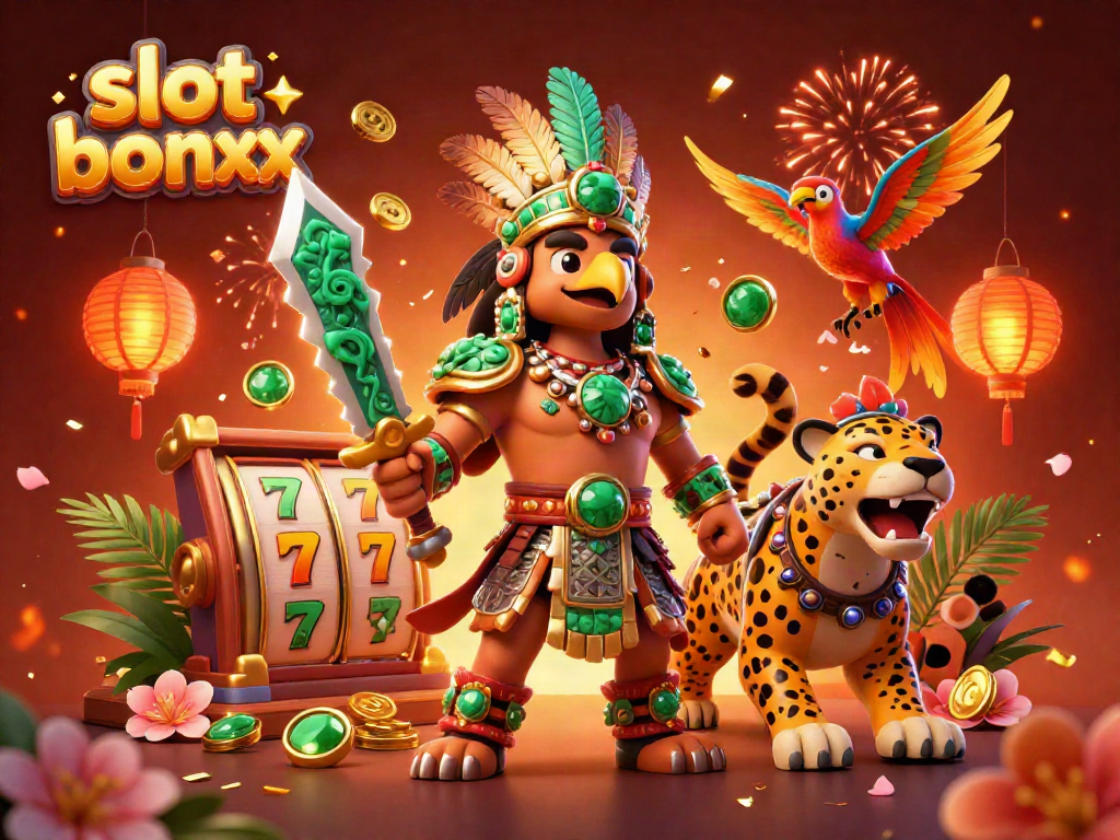 Experience the thrill of slot bonuses with vibrant characters and dynamic gaming elements in this exciting 3D illustration.
